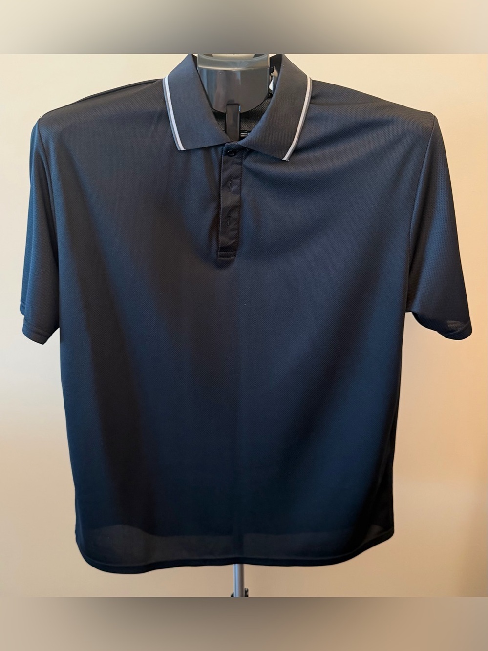 Men's Black Polo Shirt with Contrast Trim